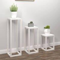 Berkfield Home Beautiful 3 Piece Plant Stand Set White Solid Wood Pine