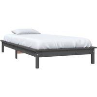 Berkfield Home Beautiful Bed Frame Grey 90x200 cm Solid Wood Pine