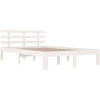 Berkfield Home Beautiful Bed Frame White Solid Wood 120x190 cm Small Double