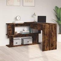 Berkfield Home Modern Corner Desk Smoked Oak 200x50x76 cm Engineered Wood in Brown | Size: 200 x 50 x 76 cm