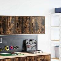 Berkfield Home Durable Garage Wall Cabinets 2 pcs Smoked Oak Engineered Wood in Brown