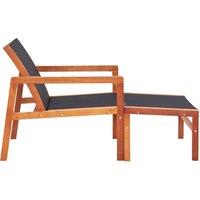 Berkfield Home Durable Garden Chair with Footrest Solid Eucalyptus Wood & Textilene in Black