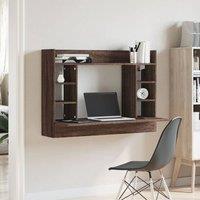 Berkfield Home Modern Wall-Mounted Desk Brown Oak 105x48x75 cm Engineered Wood | Size: 105 x 48 x 75 cm