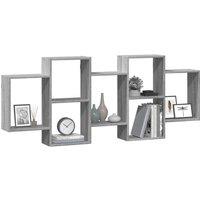 Berkfield Home Durable Wall Shelf Grey Sonoma 159x18x65 cm Engineered Wood | Size: 159 x 18 x 65 cm