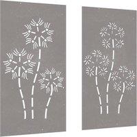Berkfield Home Garden Wall Decorations 2pcs 105x55cm Corten Steel Flower Design in Brown | Size: 105x55 cm