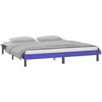 Berkfield Home LED Bed Frame Grey 120x190 cm Small Double Solid Wood
