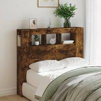 Berkfield Home LED Headboard Smoked Oak 120x18.5x103.5 cm Engineered Wood in Brown