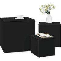 Berkfield Home Side Tables 3 pcs Black Engineered Wood