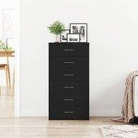 Berkfield Home Sideboard with 6 Drawers Black Oak 50x34x96 cm Engineered Wood | Size: 50 x 34 x 96 cm