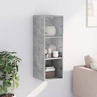 Berkfield Home Wall Cabinet with Glass Doors Concrete Grey 35x37x100 cm | Size: 35 x 37 x 100 cm