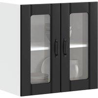 Berkfield Home Kitchen Wall Cabinet with Glass Door Lucca Black Engineered Wood