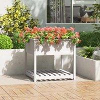 Berkfield Home Planter with Shelf White 82.5x82.5x81 cm Solid Wood Pine