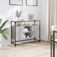 Berkfield Home Sideboard with Glass Top Grey Sonoma 98x35x81 cm Engineered Wood | Size: 98 x 35 x 81 cm