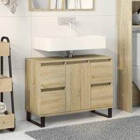 Berkfield Home Bathroom Cabinet Sonoma Oak 80x33x60 cm Engineered Wood in Brown | Size: 80 x 33 x 60 cm