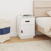 Berkfield Home Bedside Cabinet White 40x34x55 cm Solid Wood Pine | Size: 40 x 34 x 55 cm