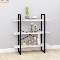 Berkfield Home 3-Tier Book Cabinet White 100x30x105 cm Solid Pine Wood | Size: 100 x 30 x 105 cm