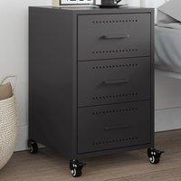 Berkfield Home Bedside Cabinet Black 36x39x59 cm Steel | Size: 36 x 39 x 59 cm