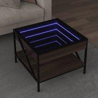 Berkfield Home Coffee Table with Infinity LED Brown Oak 50x50x38 cm | Size: 50 x 50 x 38 cm