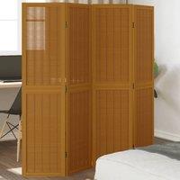 Berkfield Home Room Divider 4 Panels Brown Solid Wood Paulownia