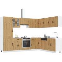 Berkfield Home 14 Piece Kitchen Cabinet Set Kalmar Artisan Oak Engineered Wood in Brown