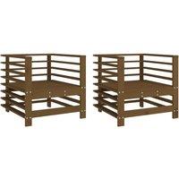 Berkfield Home Garden Chairs 2 pcs Honey Brown Solid Wood Pine