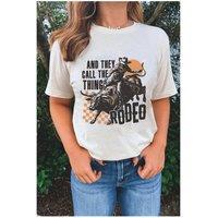 Everyday The Label Women's White & THEY CALL THE THING RODEO Graphic Crewneck Tee | Size: Medium