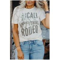 Everyday The Label Women's White & THEY CALL THE THING RODEO Print Round Neck T-Shirt | Size: Small