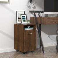 Berkfield Home Side Cabinet with Wheels Brown Oak 33x38x60 cm Engineered Wood | Size: 33 x 38 x 60 cm