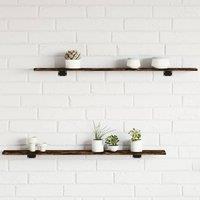 Berkfield Home Wall Shelves 4 pcs Smoked Oak 100x10x1.5 cm Engineered Wood in Brown