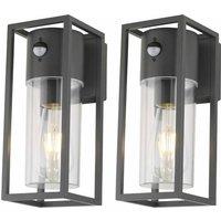 First Choice Lighting Set of 2 Hale - Black Motion Sensor Outdoor Wall Lights
