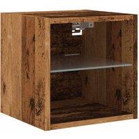 Berkfield Home TV Wall Cabinet with LED Lights Old Wood 30x28.5x30 cm in Brown