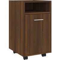 Berkfield Home Side Cabinet with Wheels Brown Oak 33x38x60 cm Engineered Wood | Size: 33 x 38 x 60 cm
