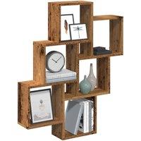 Berkfield Home Wall Cube Shelf Old Wood 78x15x93 cm Engineered Wood in Brown | Size: 78 x 15 x 93 cm