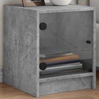 Berkfield Home Bedside Cabinets with Glass Doors 2 pcs Concrete Grey 35x37x42 cm | Size: 35 x 37 x 42 cm