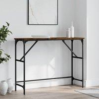 Berkfield Home Console Table Smoked Oak 100x32x75 cm Engineered Wood in Brown | Size: 100 x 32 x 75 cm