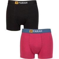 FARAH Men's Mens 2 Pack Plain Cotton Classic Fitted Trunks in Blue | Size: Large