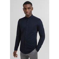 Steel & Jelly Men's Pique Jersey Long Sleeve Shirt in Navy | Size: XL