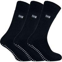 THMO Men's 3 Pairs Thermal Indoor Slipper Socks with Grips in Black | Size: 6-11
