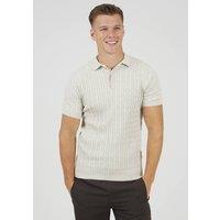 Brave Soul Men's Short Sleeve Polo Shirt in Natural | Size: Medium
