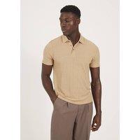 Brave Soul Men's Textured Short Sleeve Polo Shirt in Taupe | Size: XL
