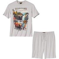 Atlas for Men Men's Nature Print Short Pyjama Set in Light Grey | Size: Small