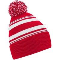 Beechfield Men's Fan Striped Beanie in Red