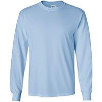 Gildan Men's Plain Crew Neck Ultra Cotton Long Sleeve T-Shirt in Light Blue | Size: 3XL