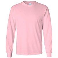 Gildan Men's Plain Crew Neck Ultra Cotton Long Sleeve T-Shirt in Light Pink | Size: 3XL