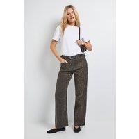 Dorothy Perkins Women's Leopard Tapered Straight Denim Jean | Size: 14