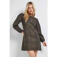 Dorothy Perkins Women's Leopard Zip Front Denim Mini Dress | Size: 14