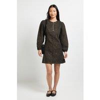 Dorothy Perkins Women's Petite Leopard Zip Front Denim Mini Dress | Size: 8