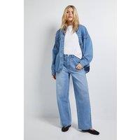 Dorothy Perkins Women's Wide Leg High Waist Denim Jeans in Light Wash | Size: 10