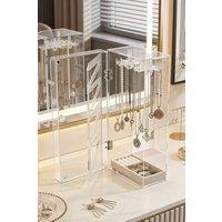 SHEONLY Women's Jewellery Display Stand Organiser with Velvet Tray in Clear