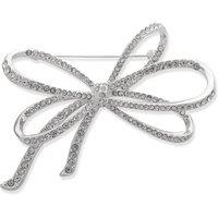 Anne Klein Jewellery Women's Silver Crystal Bow Brooch Pin - Silver & Crystal